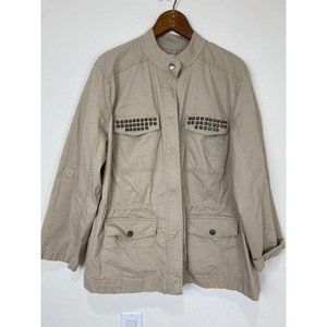 Sejour Military Style Jacket Studded Datails Tan S